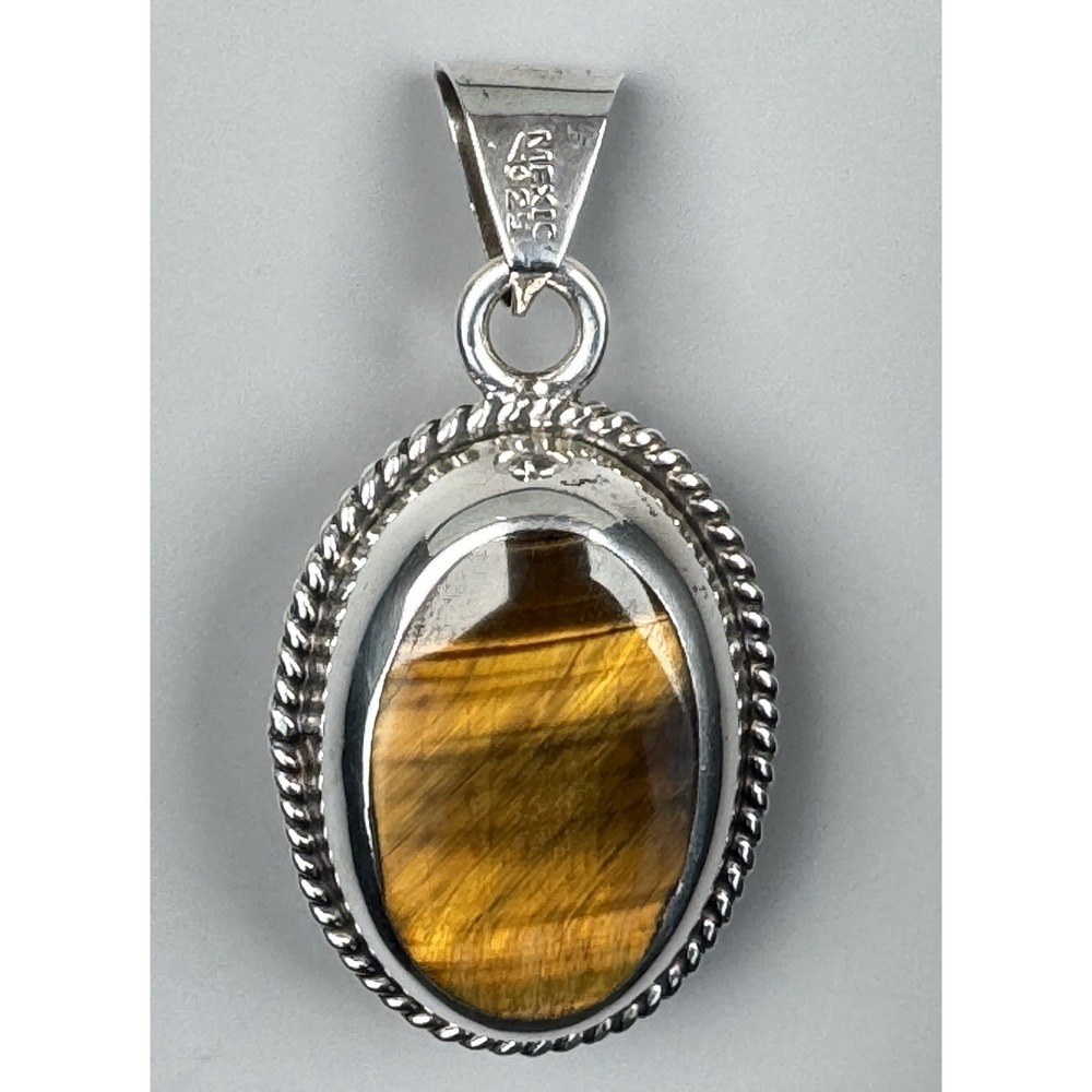 Taxco Mexico T5-134 Reversible Sodalite Tiger Eye 925 Sterling Pendant 28.9g